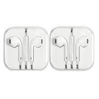 2 Pack - Apple Earphones for iPhone 6 5 4S w/ Remote & Mic - White - 5 X 6 X 0.5