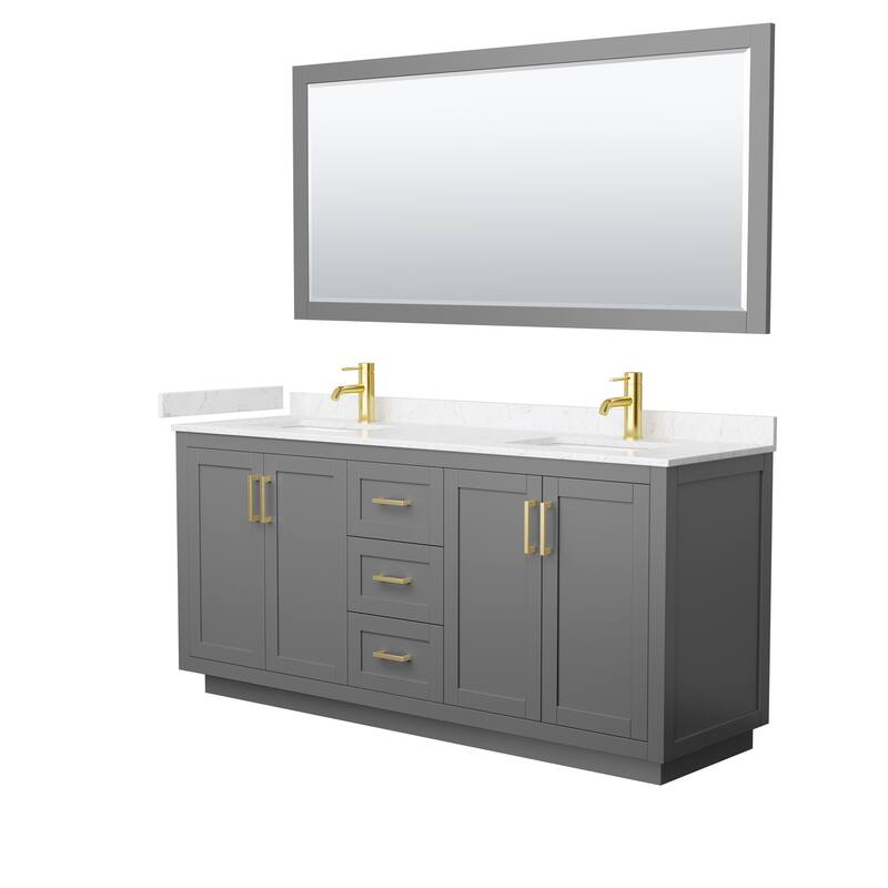Miranda Double Vanity Set, Cultured Marble Top, 70-Inch Mirror