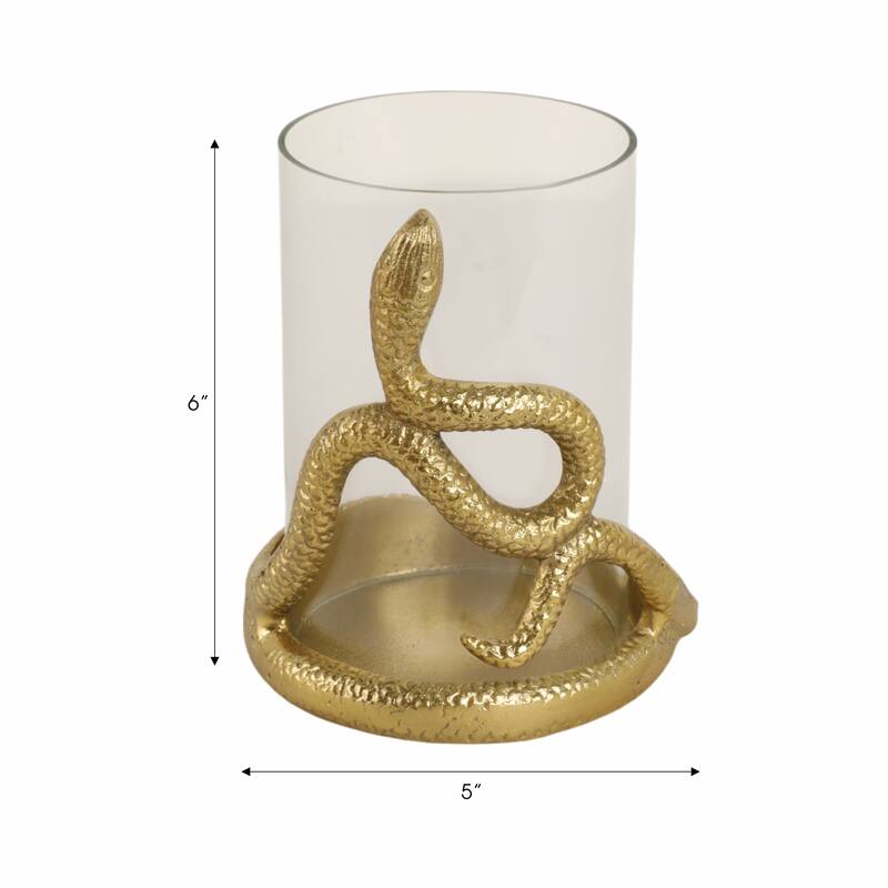 Modern Metal Snakaround Pillar Candle Holder for Home Decor - Gold