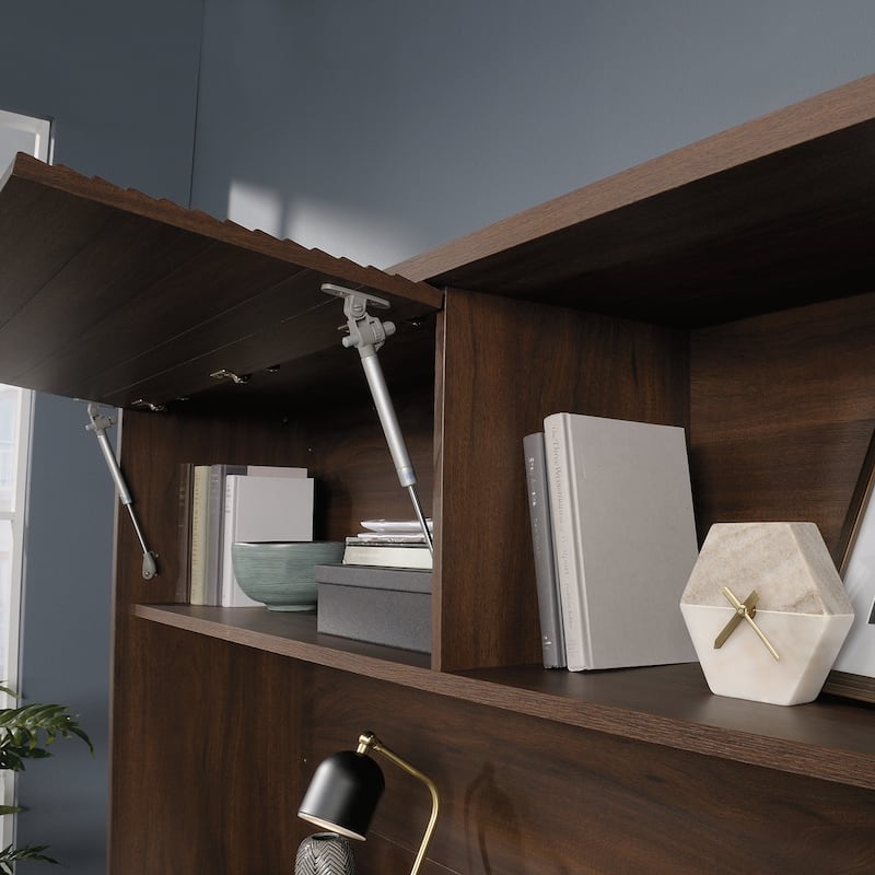 Wood Hutch with Hidden Storage, Brown - 65.12" W x 14.25" D x 36.26" H