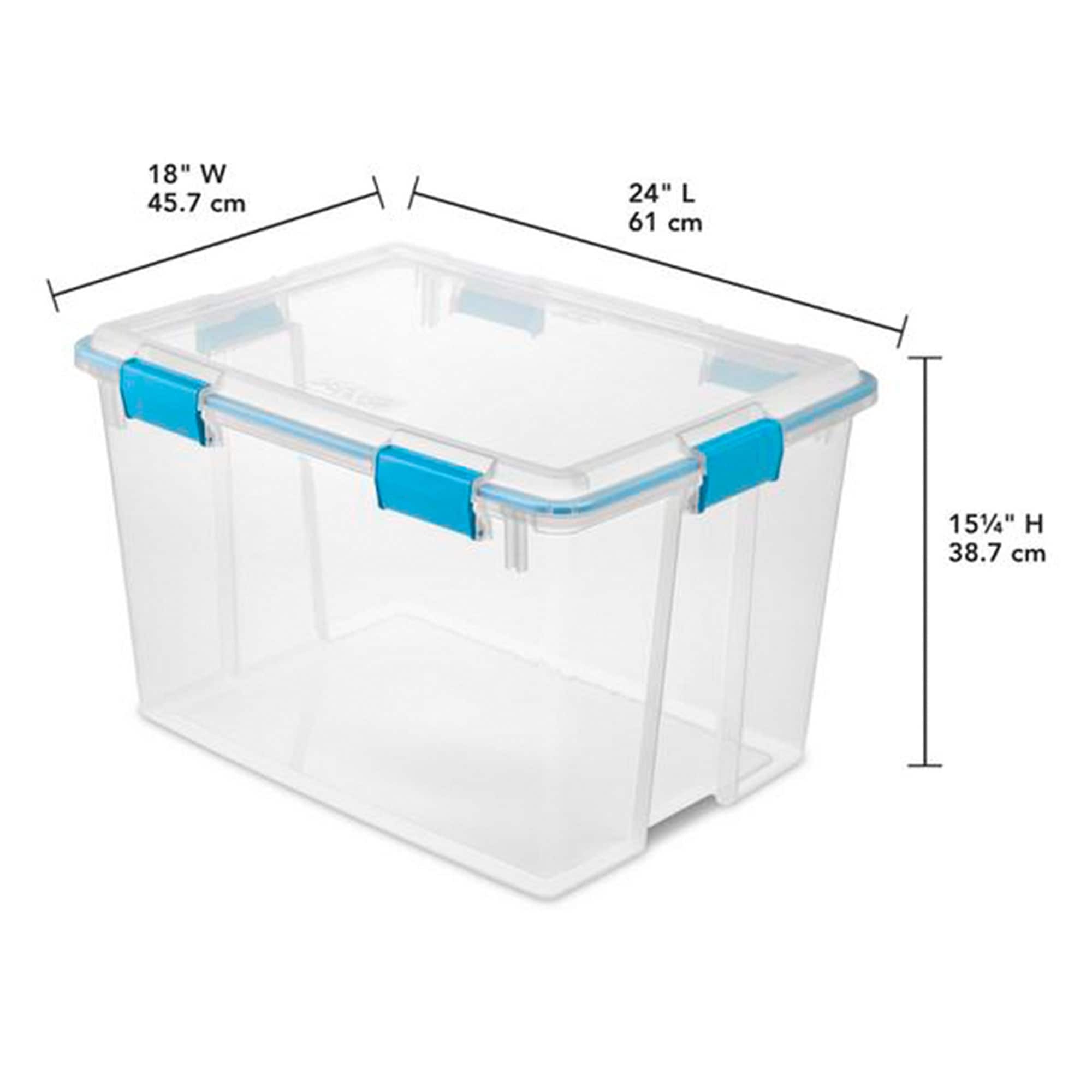 Sterilite 30 Qt Clear Plastic Stackable Storage Bin w/ Grey Latch
