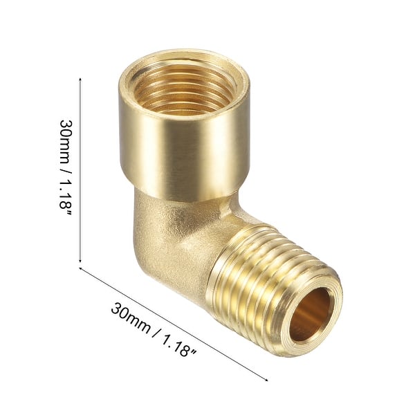 Brass Hose Fitting Elbow 1/4 NPT Male to 1/4 NPT Female Thread Pipe Connector Golden 1.18x0