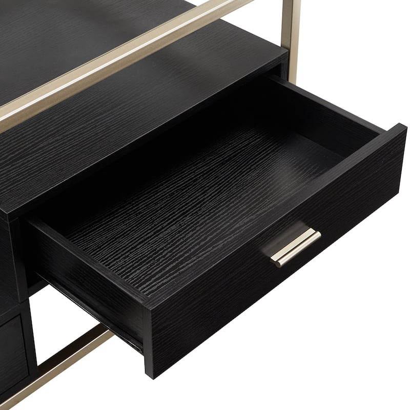 Spumante Champagne Silver Finish Table with Storage by iNSPIRE Q Bold