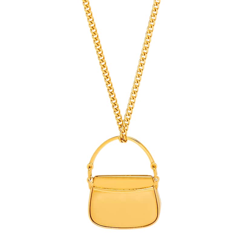 Prada Cleo Bag with Flap Necklace - Gold-tone