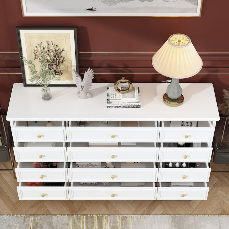 63"W Wood Dresser Bedroom Storage Drawer Organizer Closet 12 Drawer