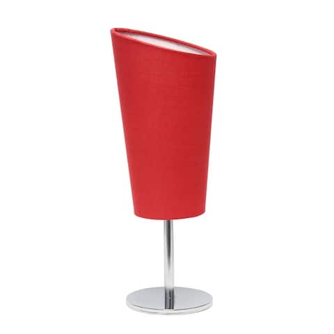 Simple Designs Chrome Mini Table Lamp with Angled Fabric Shade