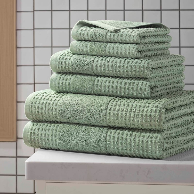 Martex Expression Air Sculpted 6-Piece Towel Set Soft & Absorbent - 6-Piece - Green