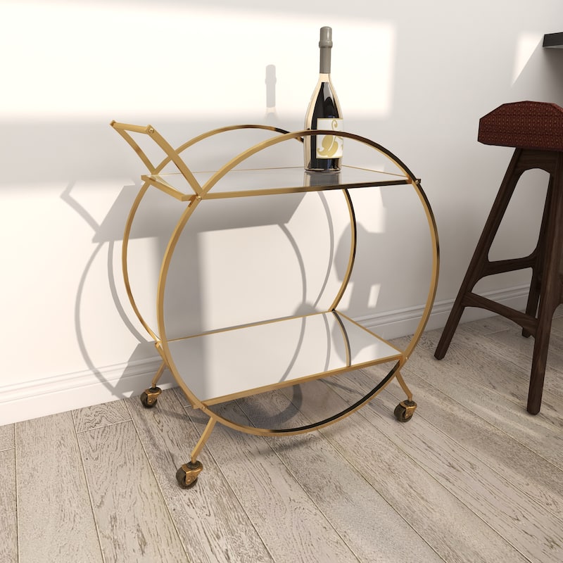Metal Contemporary Bar Cart with Wheels