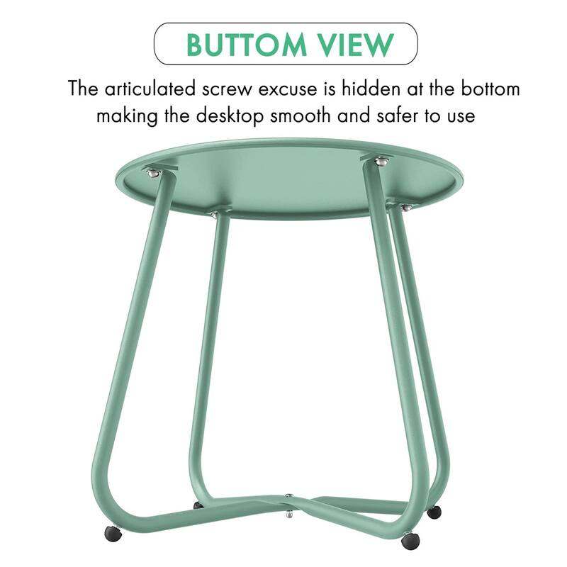 Patio Side Tables for Outside, Small End Table Accent Table Metal Round for Deck Garden Porch Balcony Yard Lawn