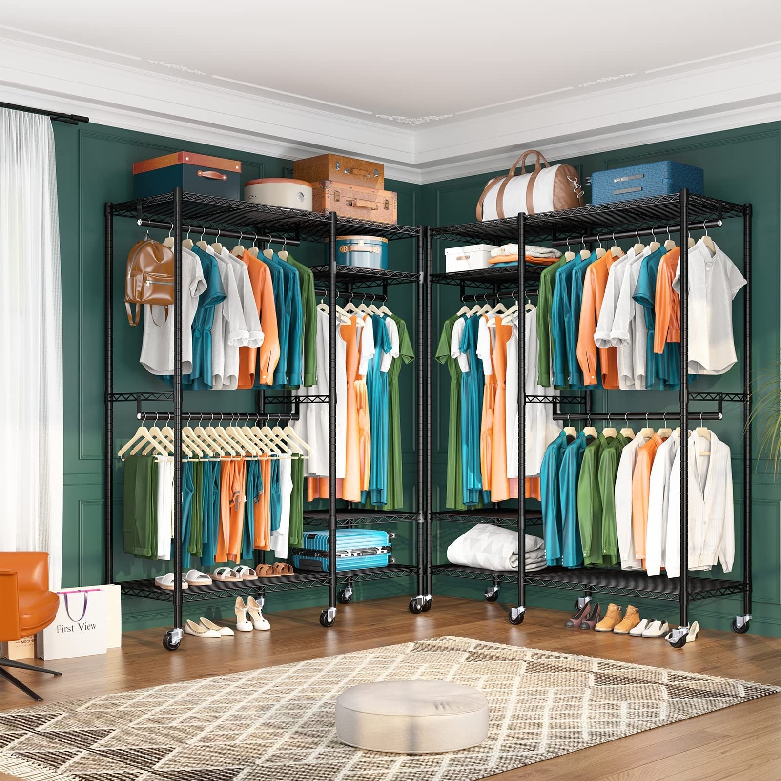 Bed bath and beyond sales clothes rack on wheels
