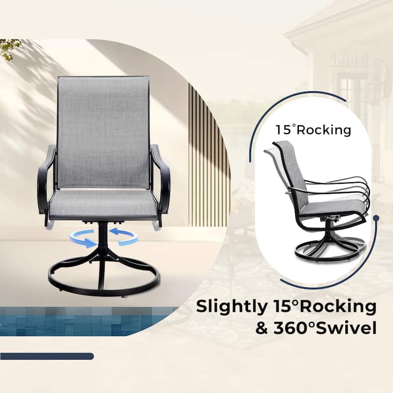 MAISON ARTS 7/9-Piece Patio Dining Furniture Set with Dining Swivel Chairs and 1 Expandable Outdoor Dining Rectangle Table