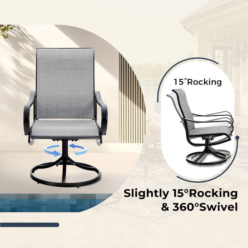 MAISON ARTS 7-piece Patio Dining Set with Textilene Swivel Chairs