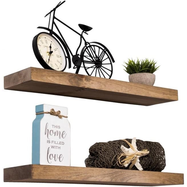 Rustic Wooden Floating Wall Shelves (Set of 2)