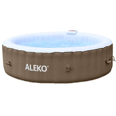 ALEKO Round Inflatable Jetted 6 Person Hot Tub Spa With Cover Brown