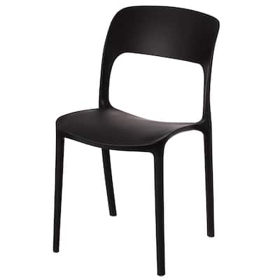 Modern Molded Plastic Outdoor Dining Chair with Open Curved Back