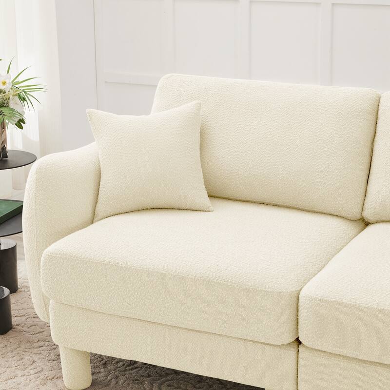 2-seater Loveseat Sofa Couch With Distinctive Shell-shaped Armrests And Removable Ottoman
