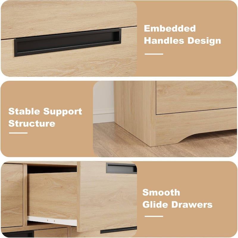 Natural 5 Drawer Dresser for Bedroom, Living Room, Nursery