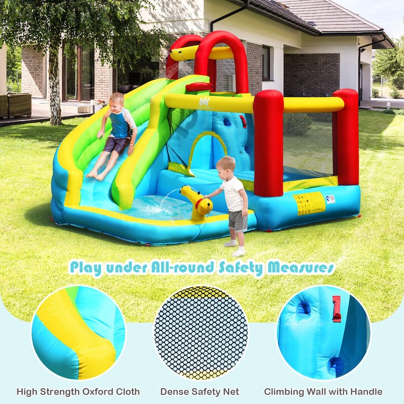 Inflatable Kids Water Slide Jumper Bounce House Splash Water Pool - Colorful