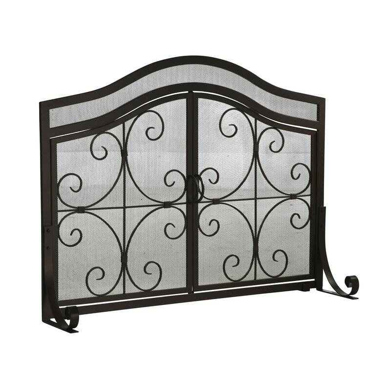 Small 2-Door Crest Fireplace Screen With Doors