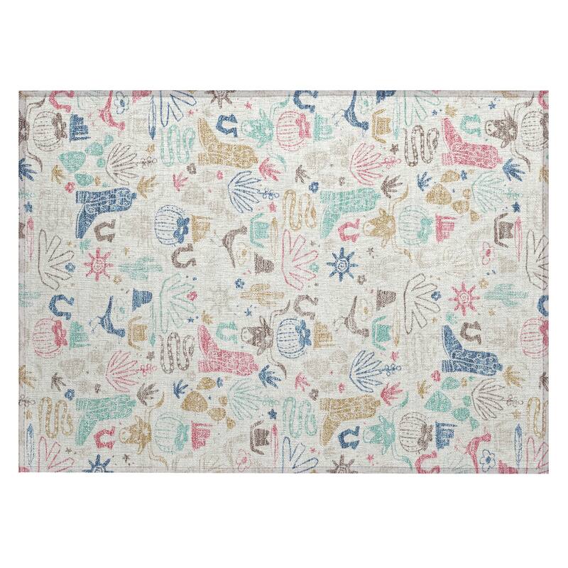 Machine Washable Indoor/ Outdoor Modern Ranch Chantille Rug