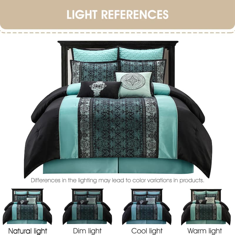 Nanshing Sierra Faux Silk Damask 8-Piece Comforter Set