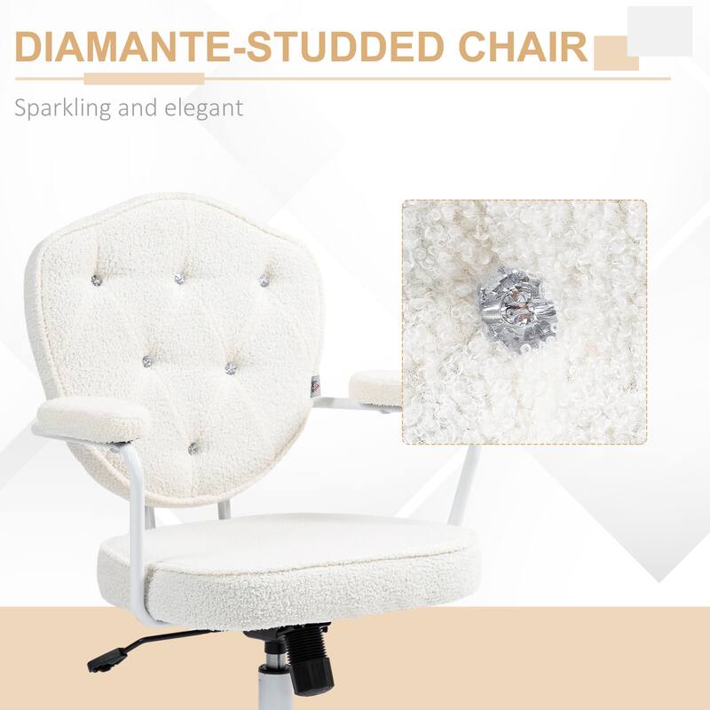 Stylish Velvet-Feel Swivel Vanity Chair with Rhinestone Back, Adjustable Tilt, and Wheels for Home Office or Bedroom