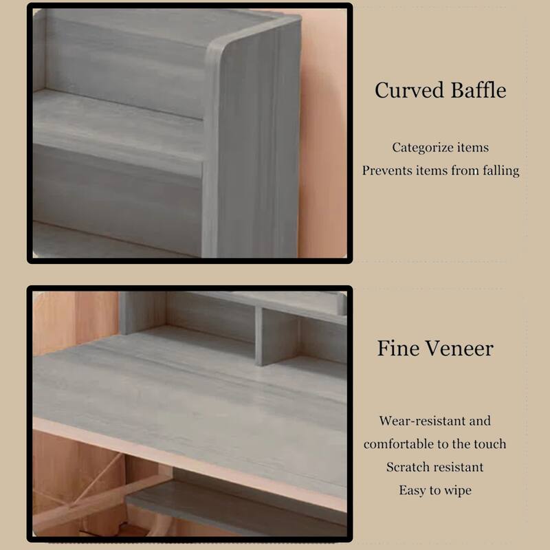 Rectangle Computer Desk with Hutch