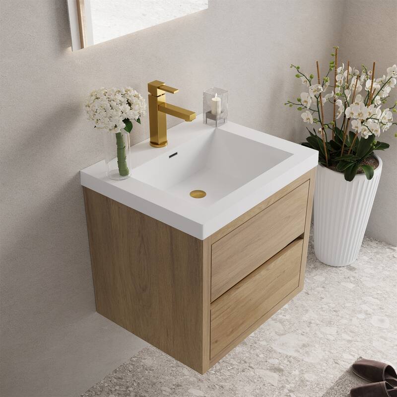 24"/30"/36"Wall Mounted Bathroom Vanity w/ Sink and Soft Close Drawers