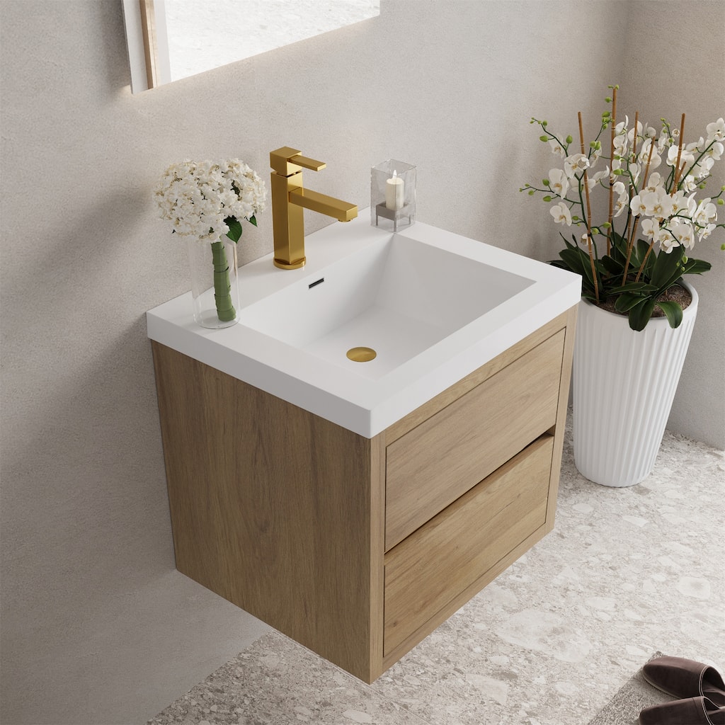24"/30"/36"Wall Mounted Bathroom Vanity w/ Sink and Soft Close Drawers
