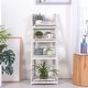 preview thumbnail 3 of 11, 4 Tier Wooden Plant Ladder Shelf White