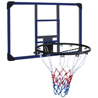 Roomfitters Wall-Mounted Basketball Hoop, 35x24 Inch Shatterproof Backboard, Folding Hoop with All-Weather Mesh, Black+Blue