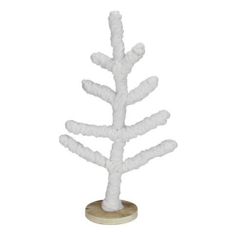 19.5" White Yarn Wrapped Table Top Christmas Tree