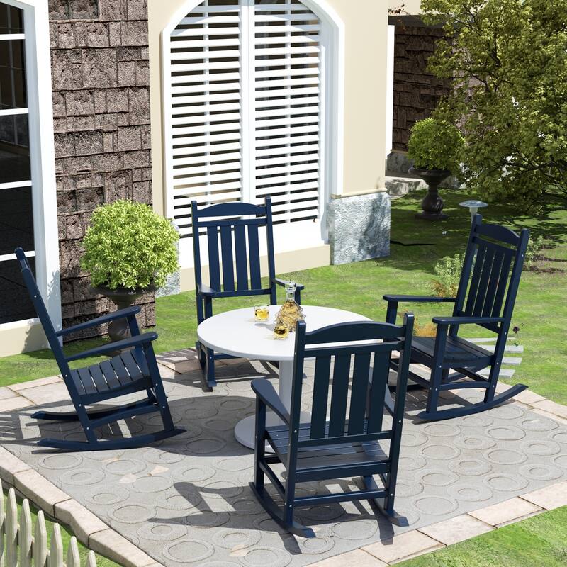 Laguna Hdpe All Weather Outdoor Patio Rocking Chair (Set of 4) - Navy Blue