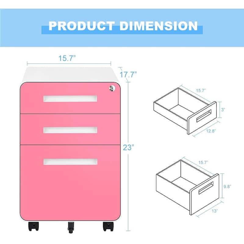 3 Drawer Mobile/Vertical File Cabinet for Home Office