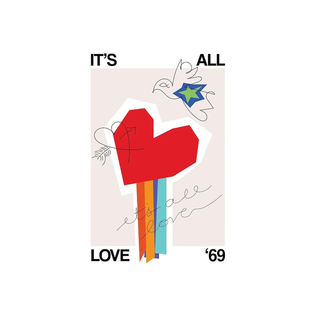 "It's All Love & Heart Greige" by Frances Collett Canvas Print
