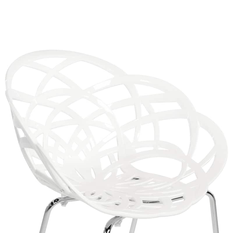 Furnish Theory Fleur-ML Stackable Dining Armchairs Arm Chairs Anti-UV Polycarbonate Shell & Chrome-Plated Steel Legs (Set of 2)
