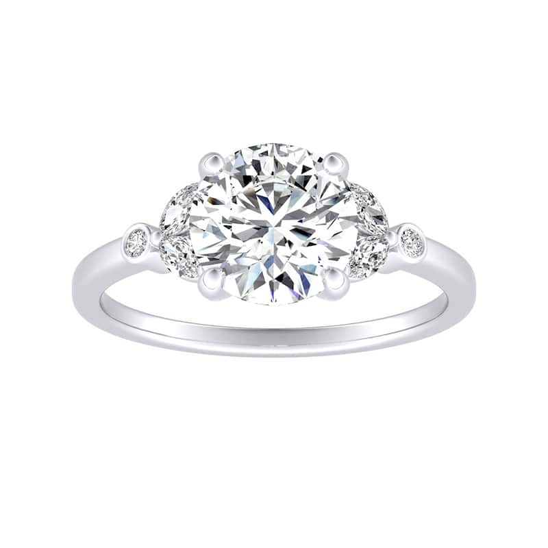 Auriya 14k Gold 1 1/2ctw Vintage Floral Moissanite and Diamond Engagement Ring 1/4ctw - White - 4