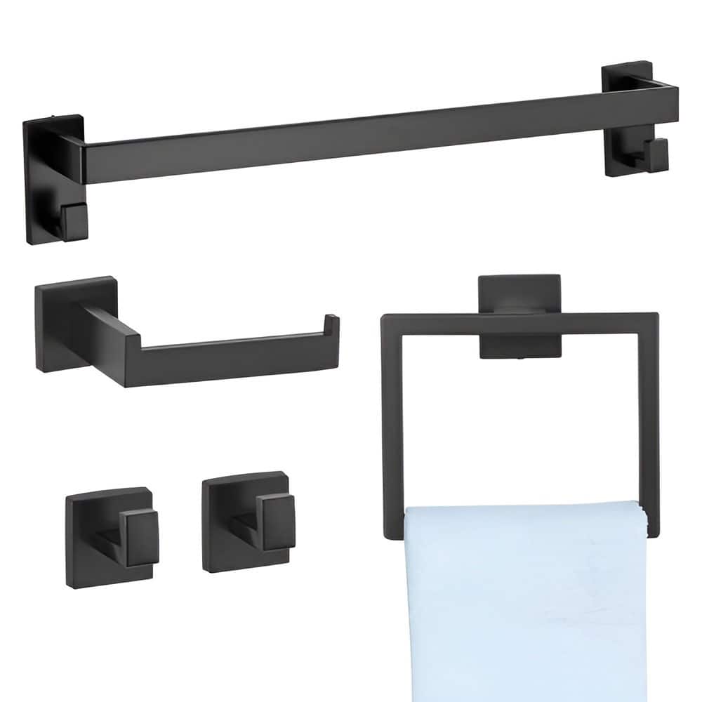 5 Piece Bathroom Hardware Set Brushed Stainless Steel Towel Bar Towel Rack Toilet Paper - 23.54 x 1.97 x 3.15 inch