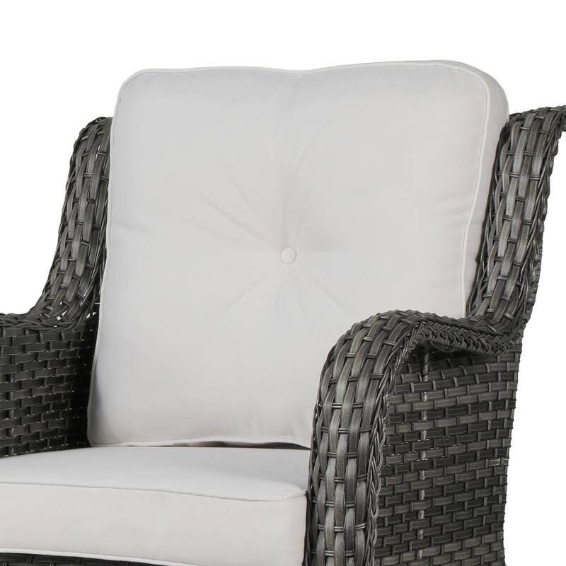 3 Pieces Patio Bistro Set Outdoor Swivel Rocking Chair with Side Table