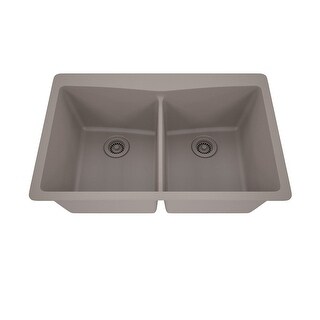 33 Inch Lexicon Platinum Quartz Composite Drop-in Undermount Double Bowl Galaxy Concrete Kitchen Sink LP-800TM-C-SO