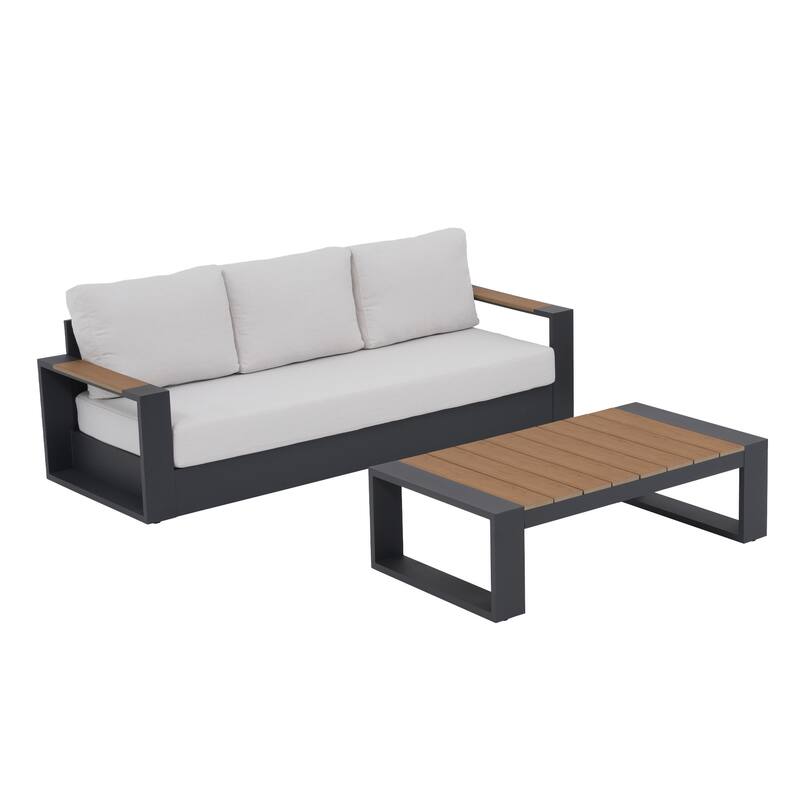 Modern 2-Piece Outdoor Conversation Set with Coffee Table