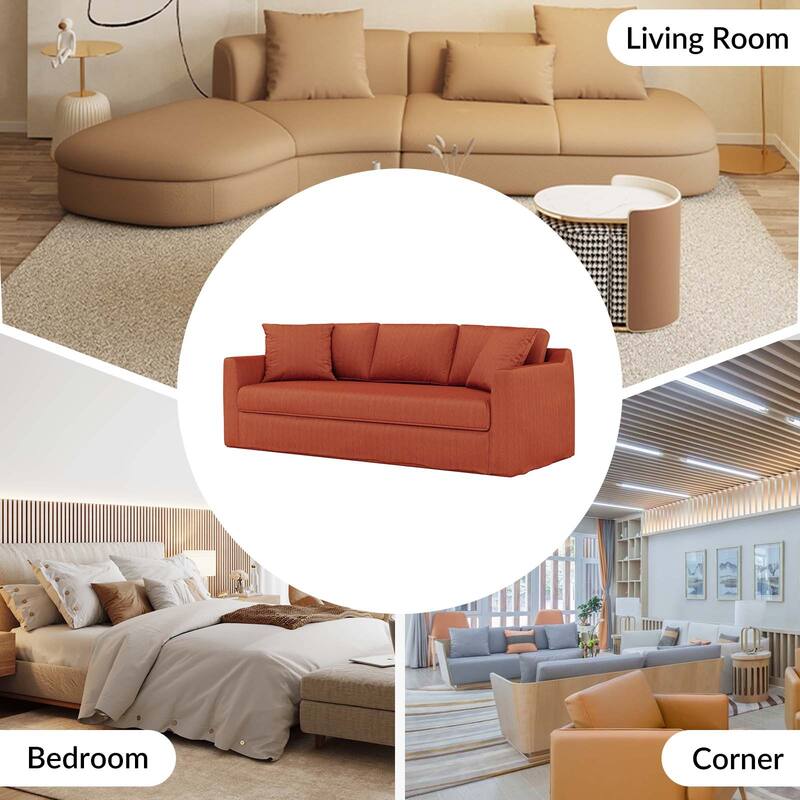 Riccardo 85" Modern Slipcovered Sofa with Square Flange Arm by HULALA HOME