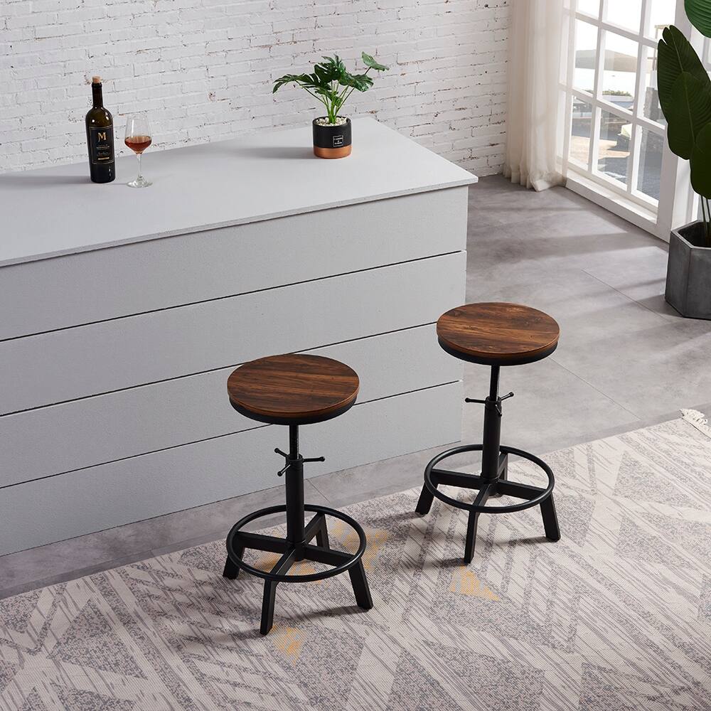 Industrial Adjustable Height Bar Stools Kitchen Dining Counter