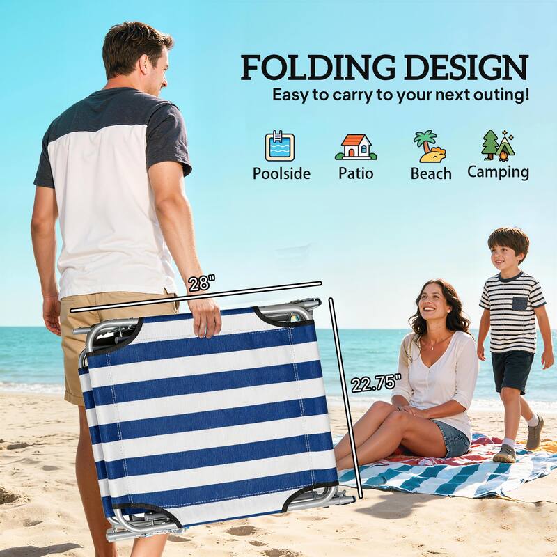 Outsunny Outdoor Lounge Chair, Adjustable Folding Chaise Lounge, Tanning Chair with Sun Shade for Beach, Camping, Hiking