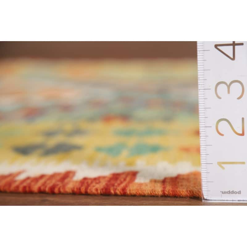 Hand Woven Oriental 100% Wool Carpet Southwestern Geometric Multi-Colored Kilim Area Rug - 5' 3'' X 3' 2''