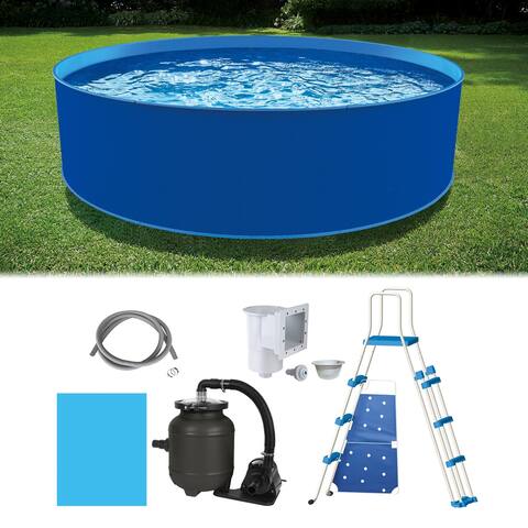 Blue Wave Cobalt Steel Wall Pool Package - 15-ft Round 48-in Deep - 15-ft Round