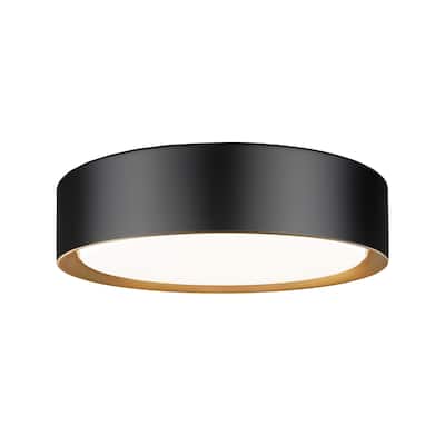 Kawan 1 Light Flush Mount in Matte Black + Modern Gold