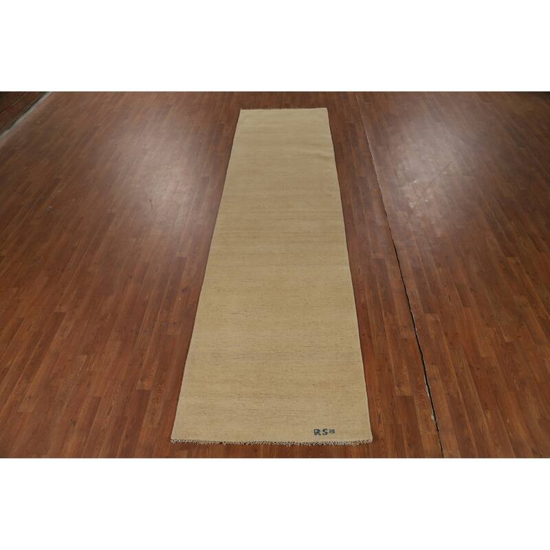 Modern Gabbeh Oriental Runner Rug Handmade Wool Carpet - 3'2"x 11'10"