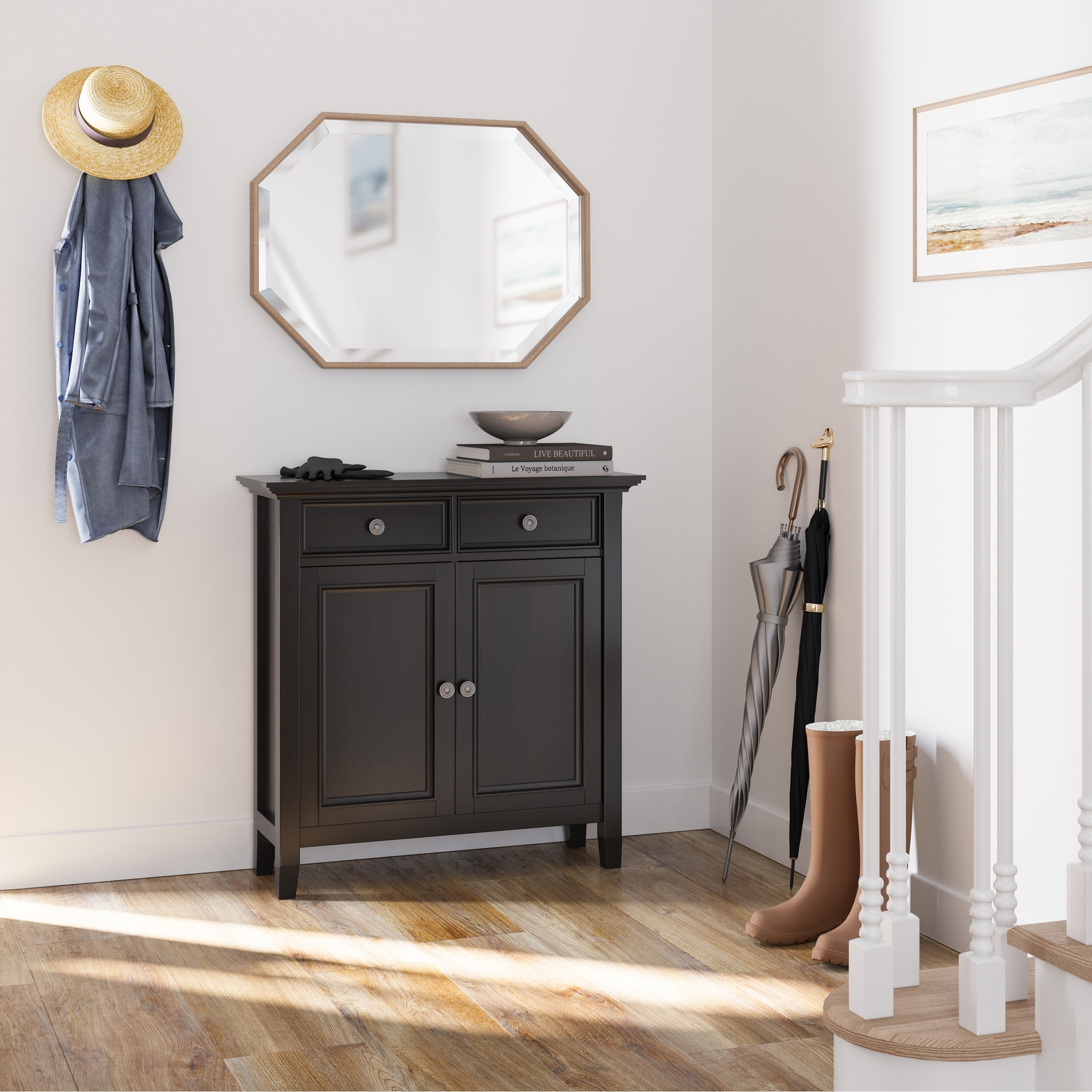 WYNDENHALL Halifax SOLID WOOD 36" Wide Transitional Entryway Storage Cabinet - 12"D x 36" W x 36"H