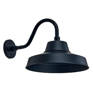 14" Dia 38 Watts,Black LED Outdoor Wall Light - 12"H x 14.25"W x 20.5"D